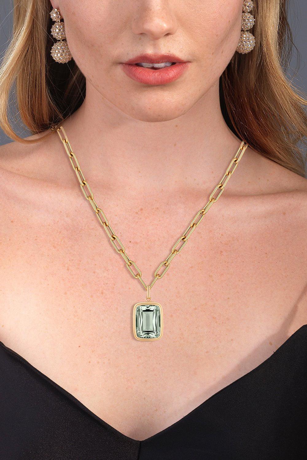 GOSHWARA-Manhattan Prasiolite Pendant Necklace-YELLOW GOLD
