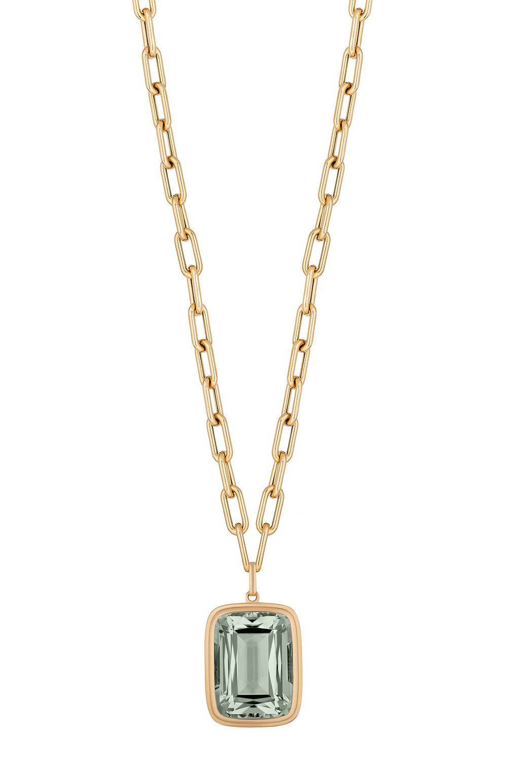 GOSHWARA-Manhattan Prasiolite Pendant Necklace-YELLOW GOLD