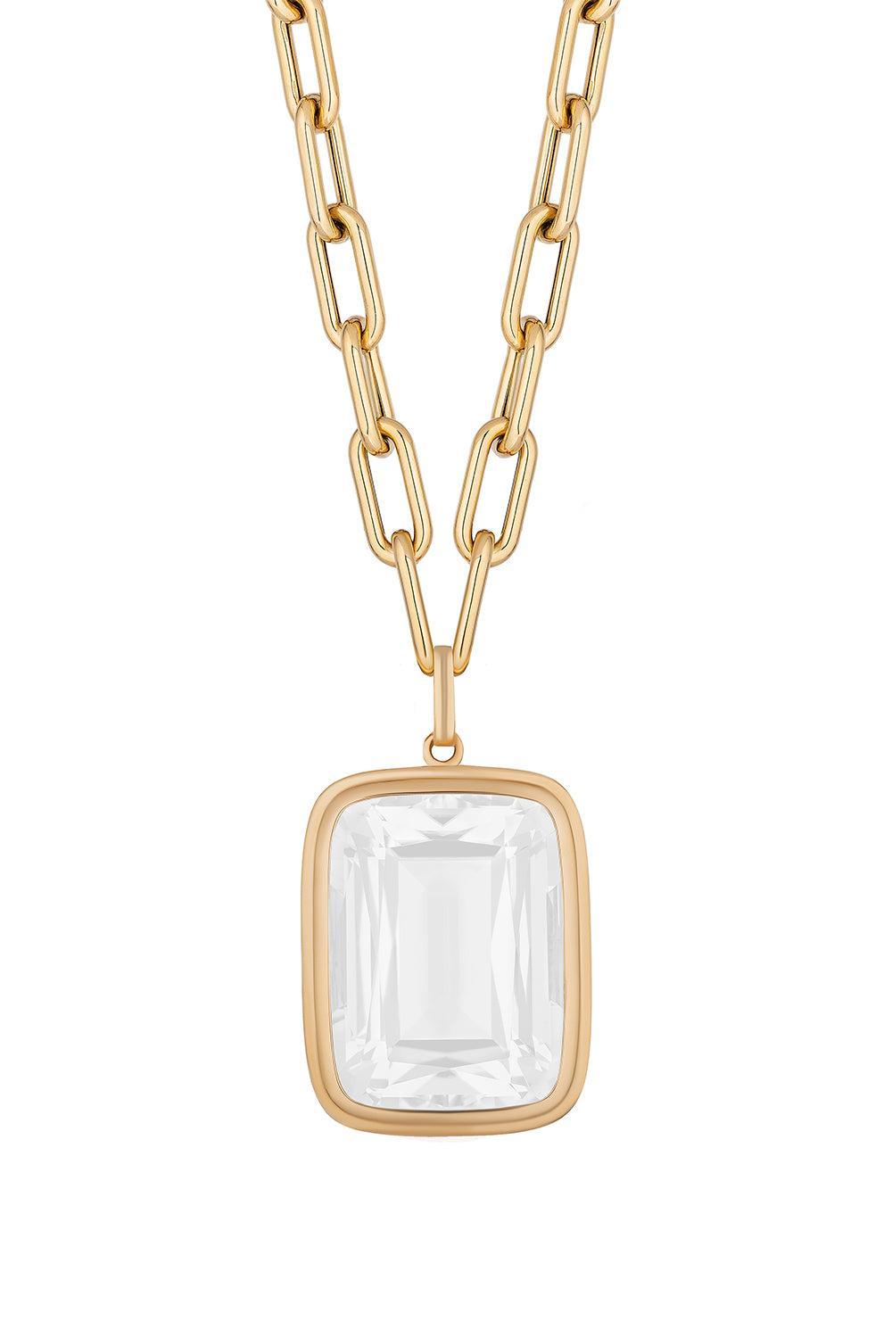 Moon Quartz Manhattan Pendant Necklace-YELLOW GOLD-18-JEWELRYFINE JEWELNECKLACE O-GOSHWARA