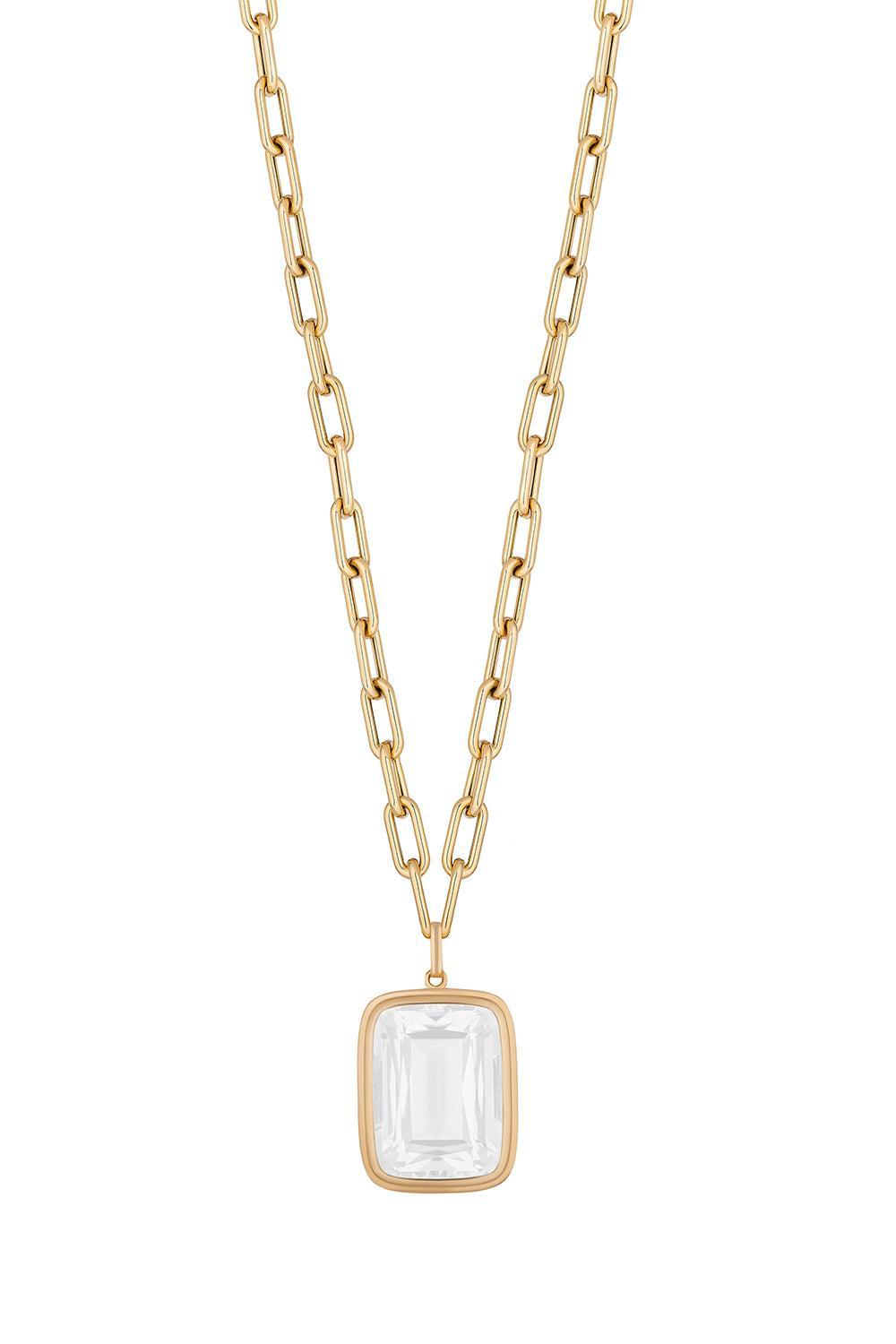 Moon Quartz Manhattan Pendant Necklace-YELLOW GOLD-18-JEWELRYFINE JEWELNECKLACE O-GOSHWARA