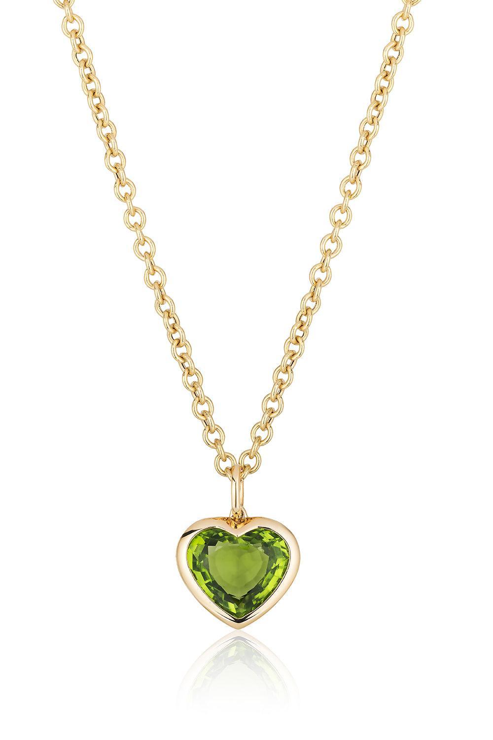 Peridot Heart G-One Necklace-YELLOW GOLD-18-JEWELRYFINE JEWELNECKLACE O-GOSHWARA