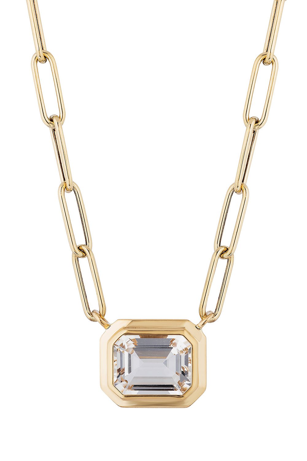 GOSHWARA-Rock Crystal East West Pendant Necklace-YELLOW GOLD