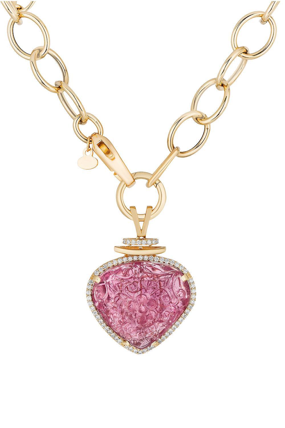 Spinel Diamond G-One Pendant Necklace-YELLOW GOLD-18-JEWELRYFINE JEWELNECKLACE O-GOSHWARA