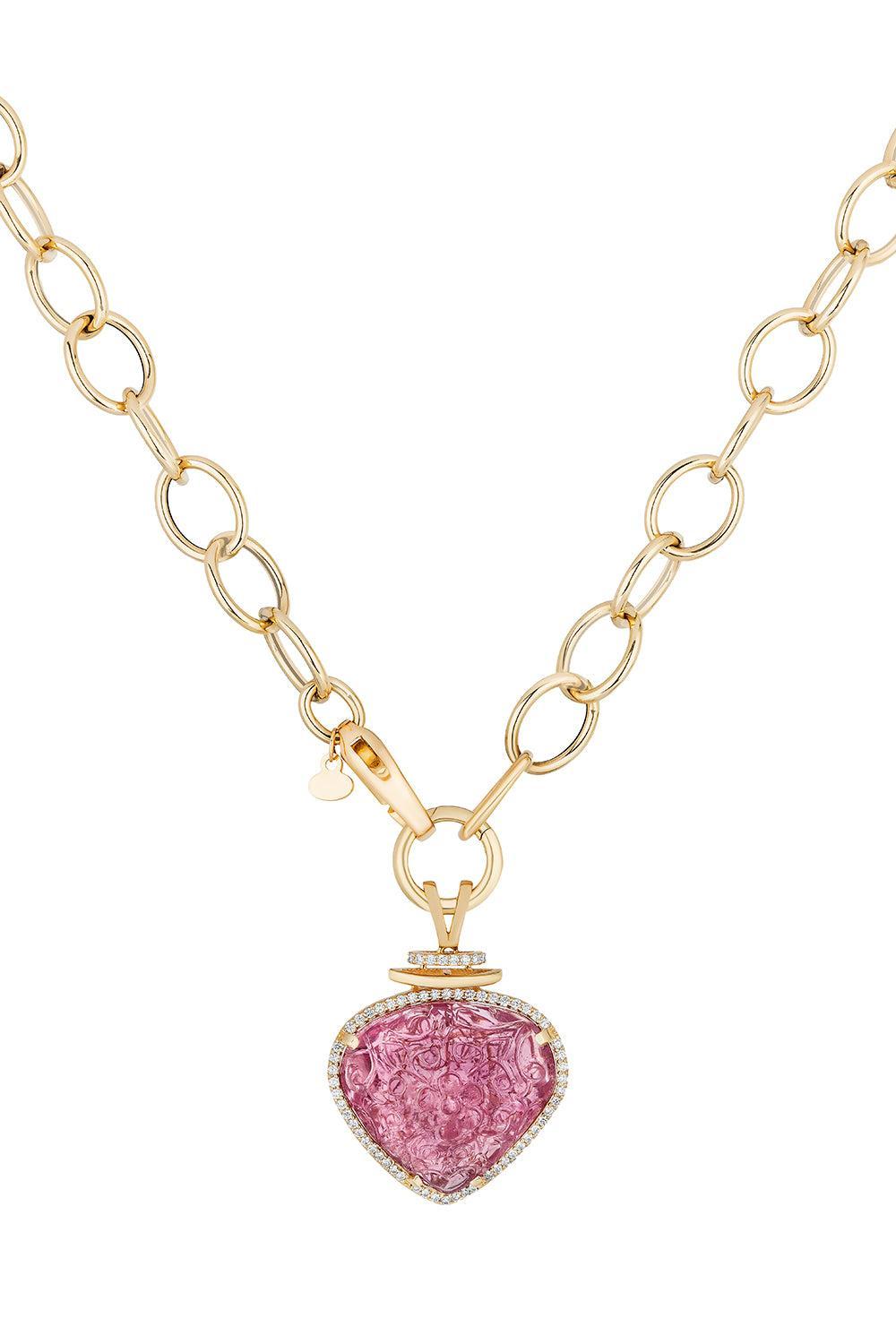 Spinel Diamond G-One Pendant Necklace-YELLOW GOLD-18-JEWELRYFINE JEWELNECKLACE O-GOSHWARA