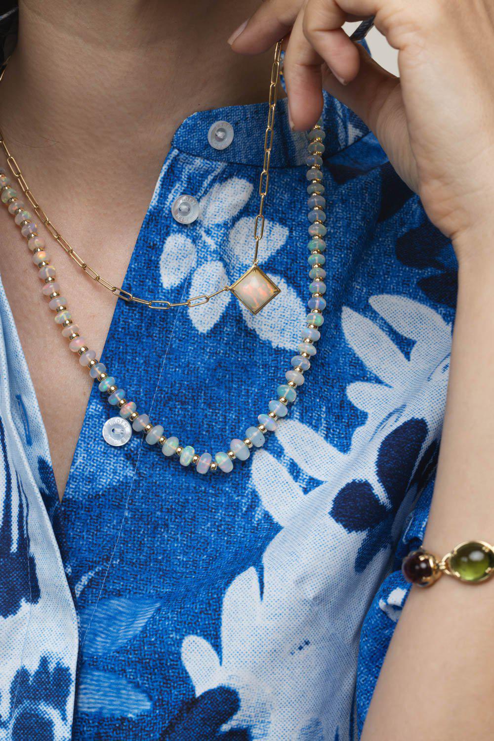 GOSHWARA-Beyond Opal Layer Necklace-YELLOW GOLD