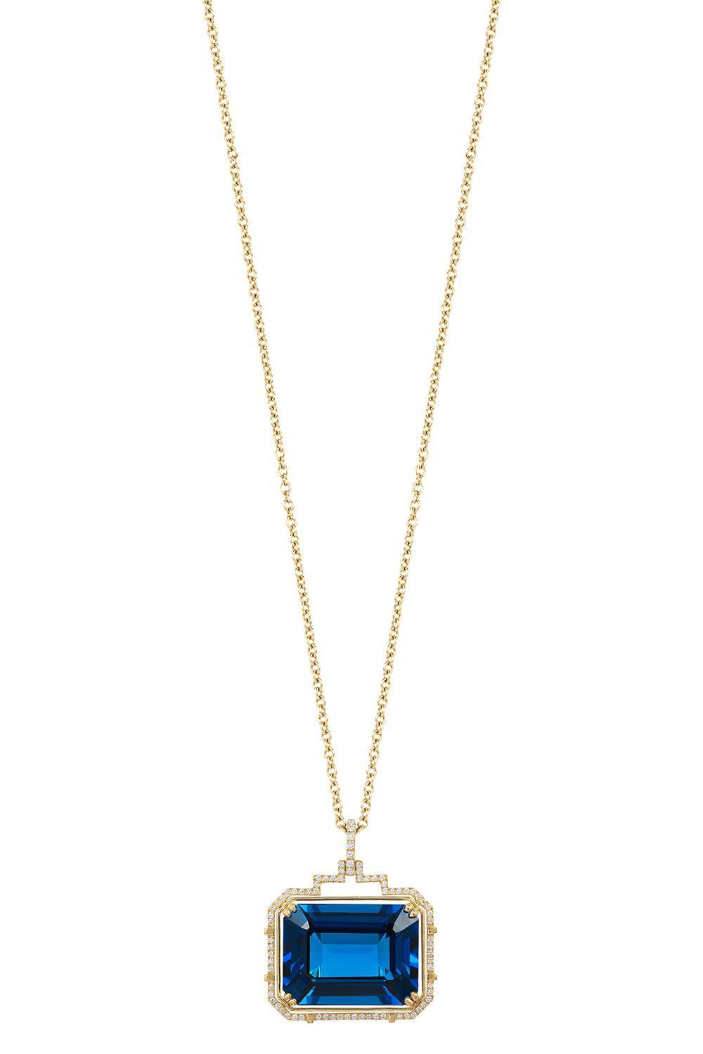 London Blue Topaz Gossip Pendant Necklace-YELLOW GOLD-24-JEWELRYFINE JEWELNECKLACE O-GOSHWARA