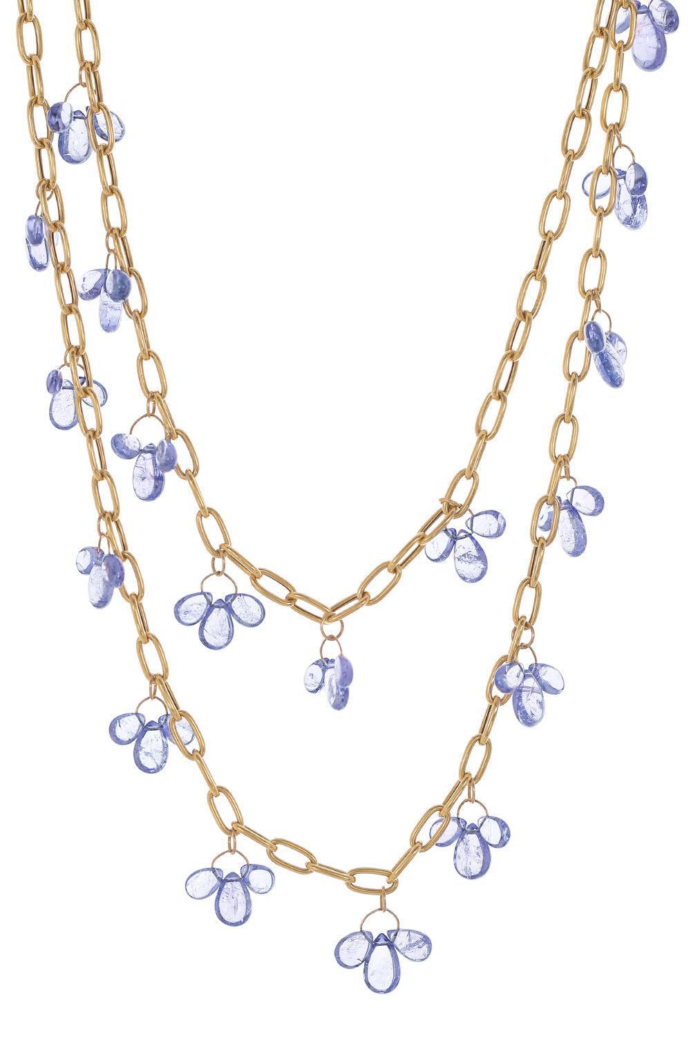 G-One Tanzanite Raindrop Necklace-YELLOW GOLD-31-JEWELRYFINE JEWELNECKLACE O-GOSHWARA