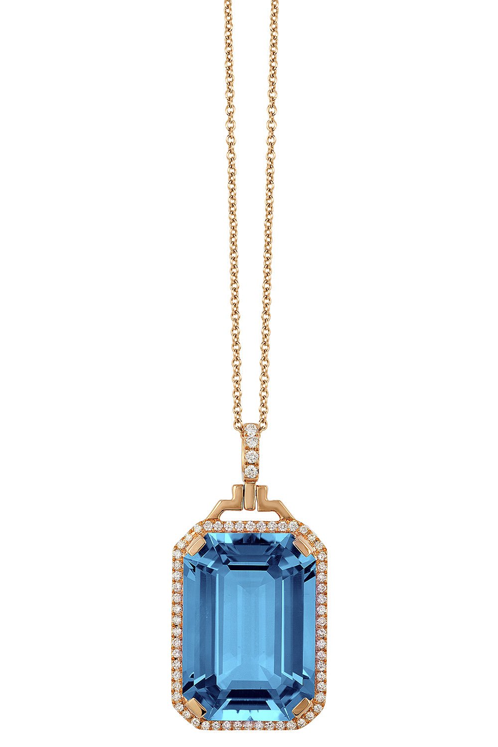 GOSHWARA-Gossip London Blue Topaz Pendant Necklace-YELLOW GOLD