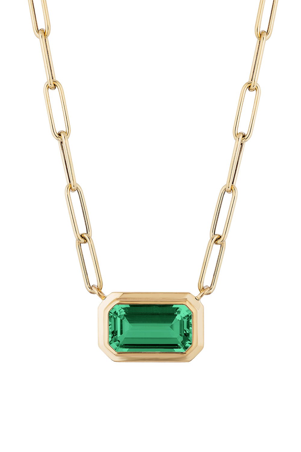 GOSHWARA-Manhattan Emerald Pendant Necklace-YELLOW GOLD