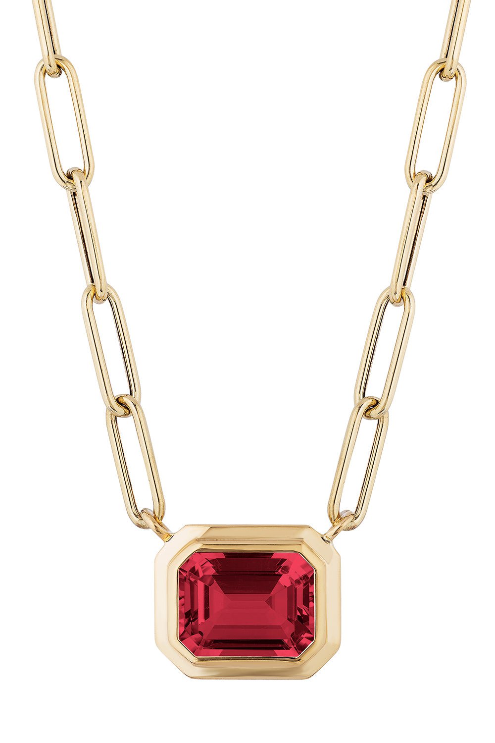 GOSHWARA-Manhattan Garnet Pendant Necklace-YELLOW GOLD