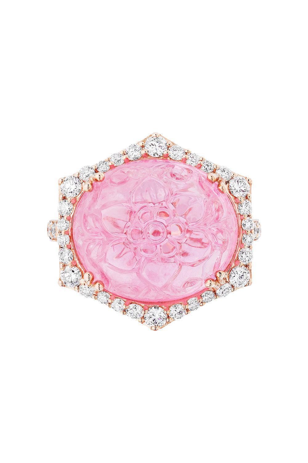 Carved Tourmaline G-One Ring-ROSE GOLD-7-JEWELRYFINE JEWELRING-GOSHWARA