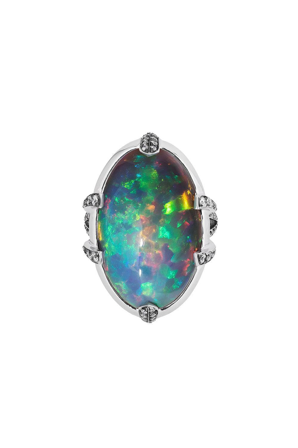 Black Opal G-One Big Ring-RHODIUM-6.75-JEWELRYFINE JEWELRING-GOSHWARA