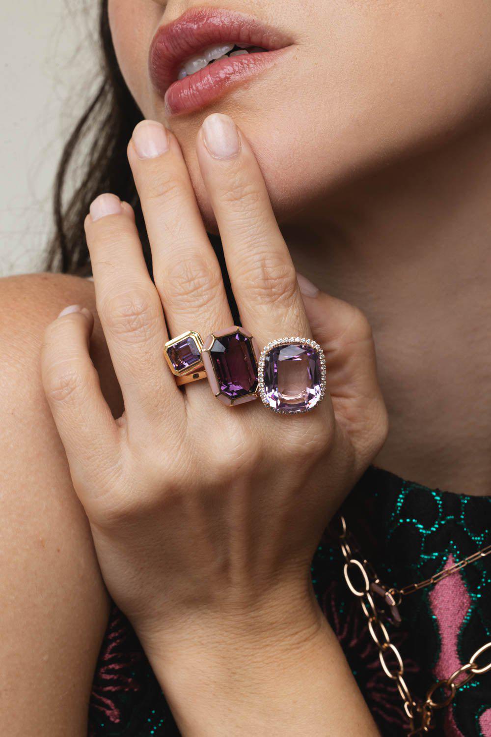 GOSHWARA-Melange Amethyst Pink Opal Ring-ROSE GOLD