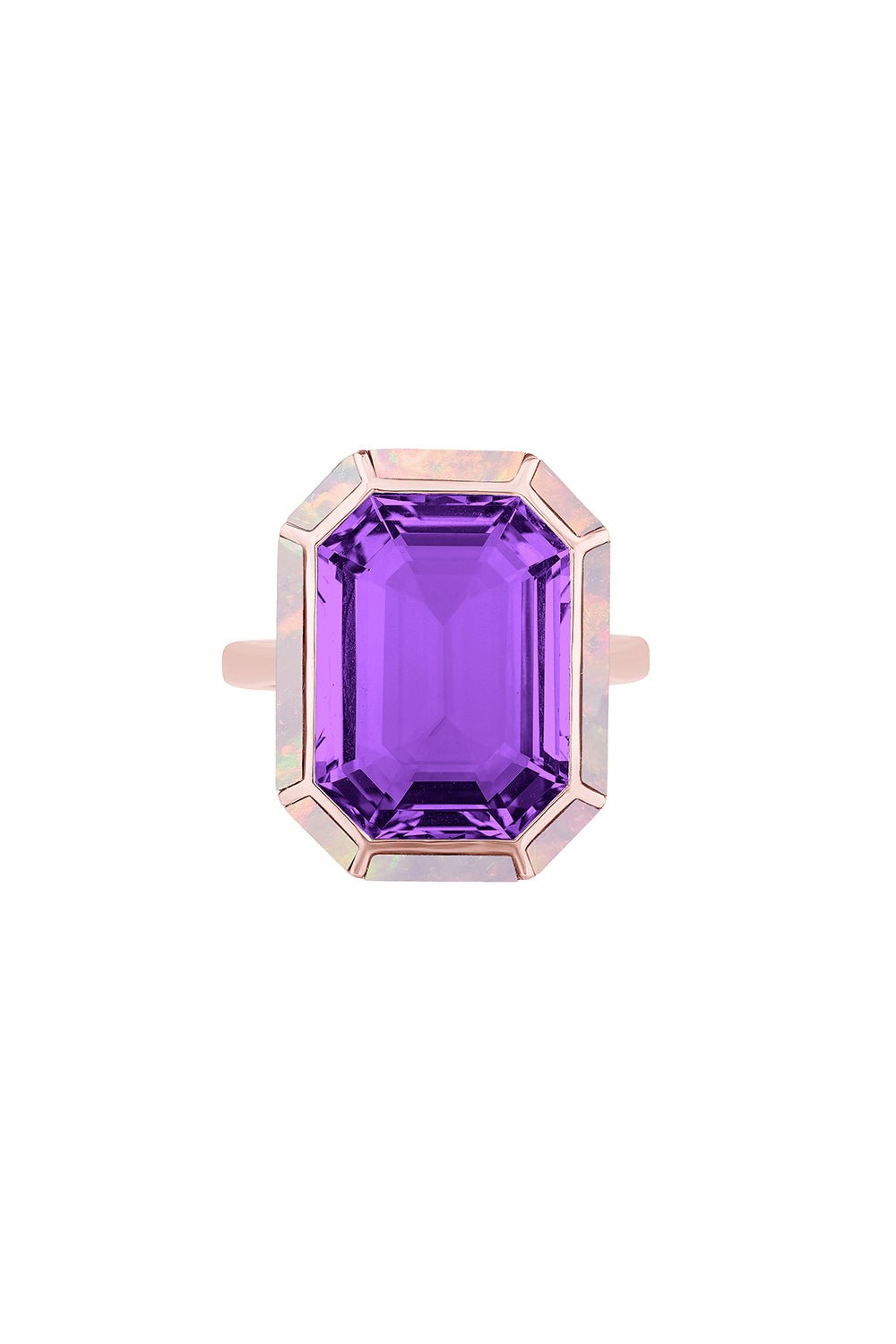 GOSHWARA-Melange Amethyst Pink Opal Ring-ROSE GOLD
