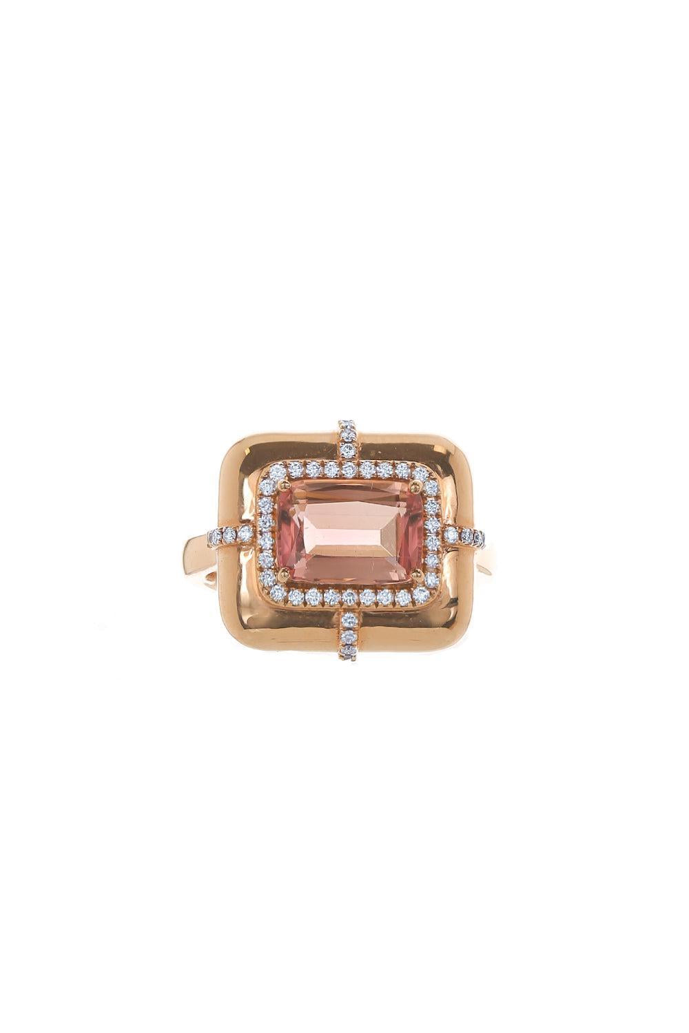 G-One Pink Tourmaline Diamond Ring-ROSE GOLD-JEWELRYFINE JEWELRING-GOSHWARA