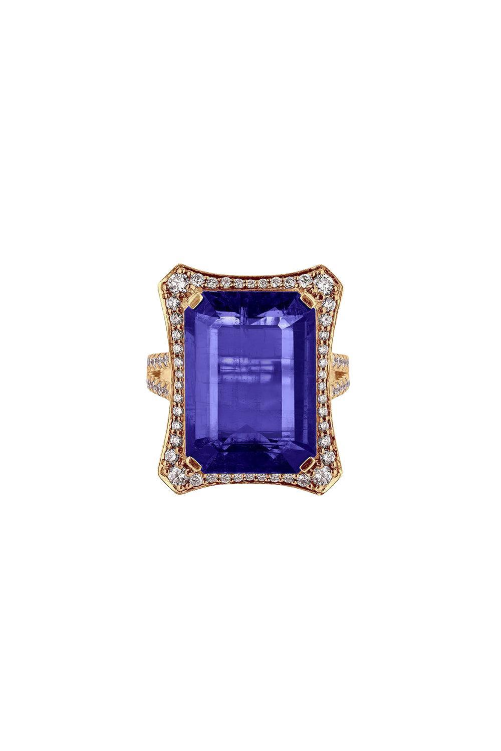 Large Tanzanite G-One Ring-YELLOW GOLD-7-JEWELRYFINE JEWELRING-GOSHWARA