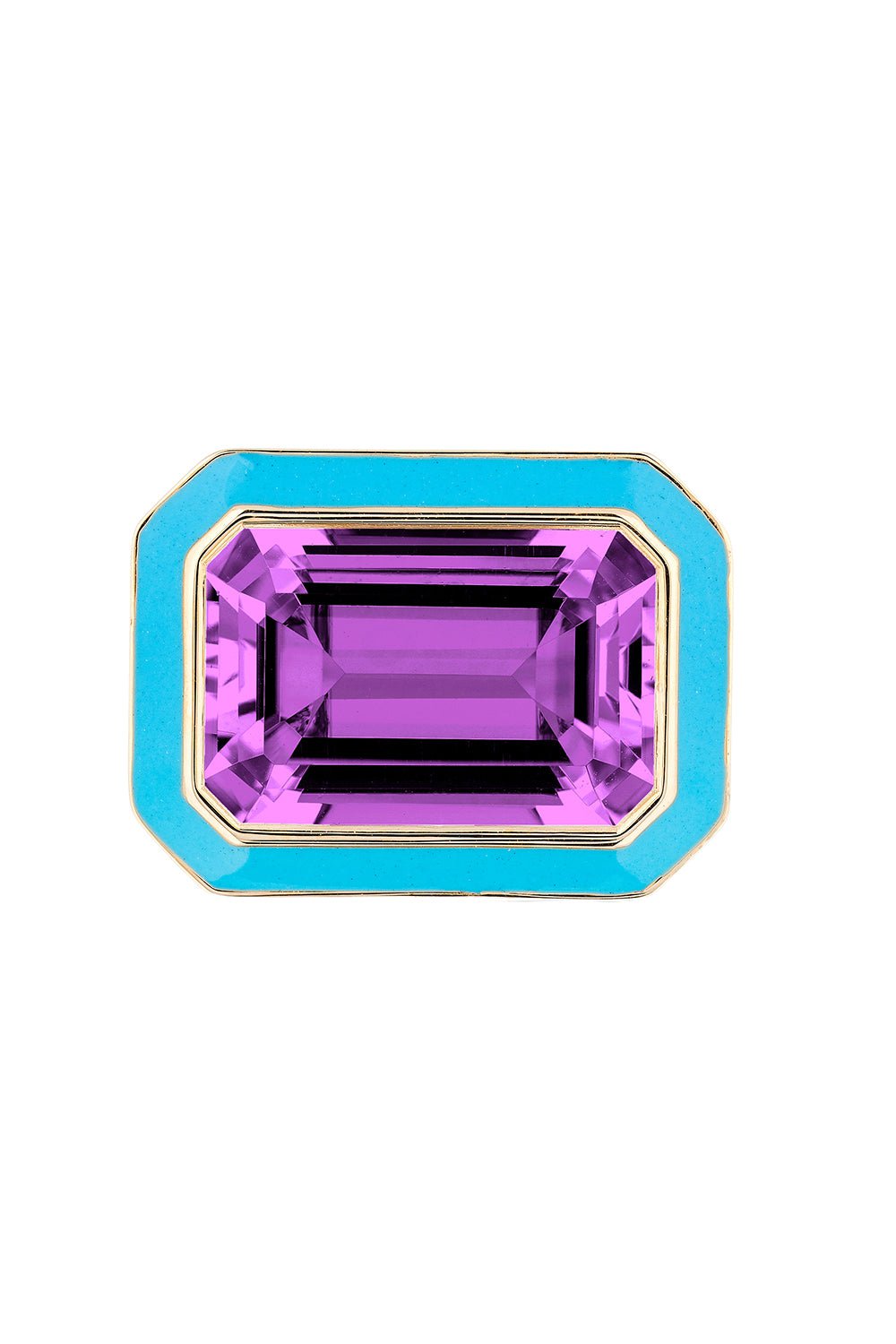 GOSHWARA-East West Amethyst Enamel Ring-YELLOW GOLD