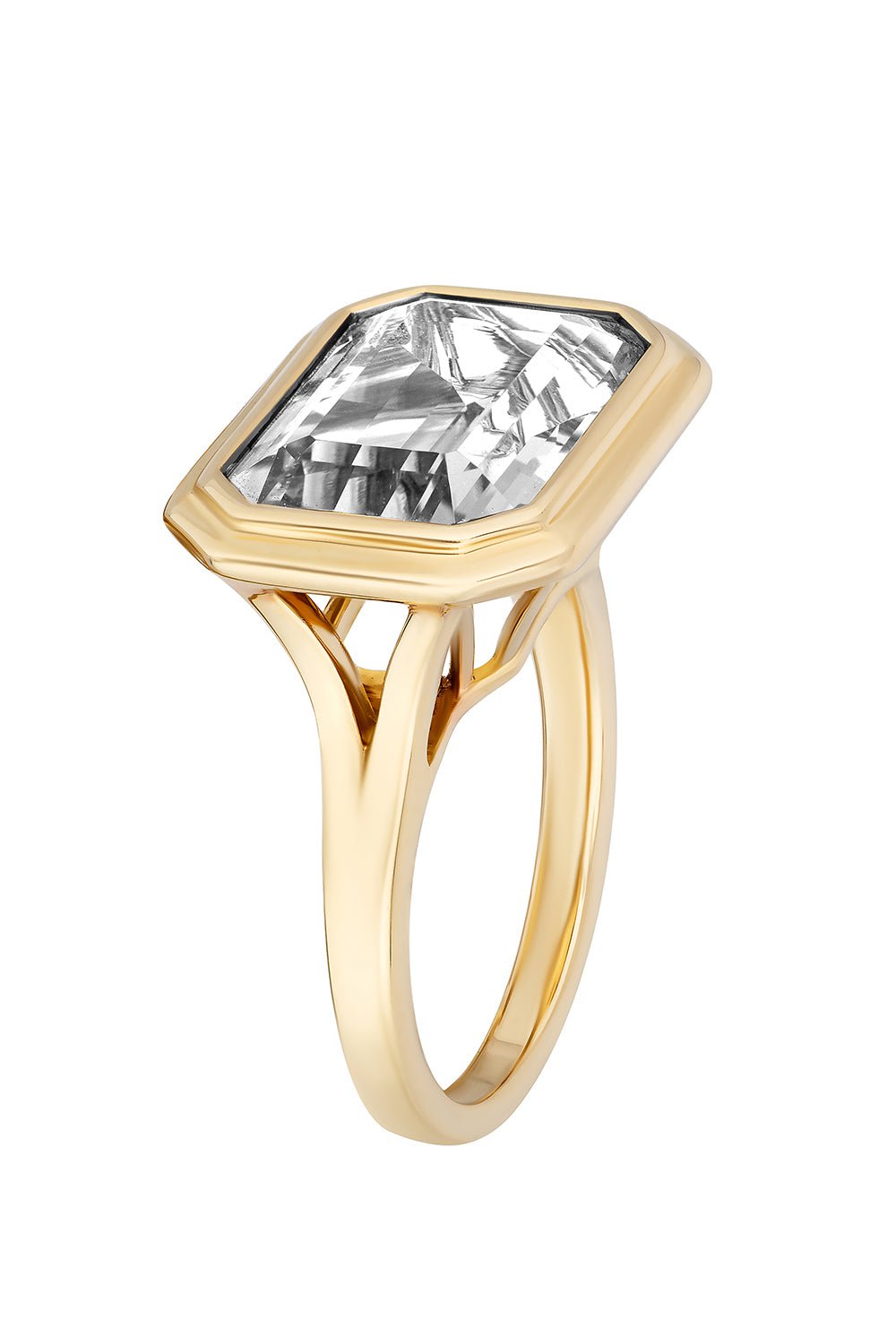 GOSHWARA-East West Rock Crystal Ring-YELLOW GOLD