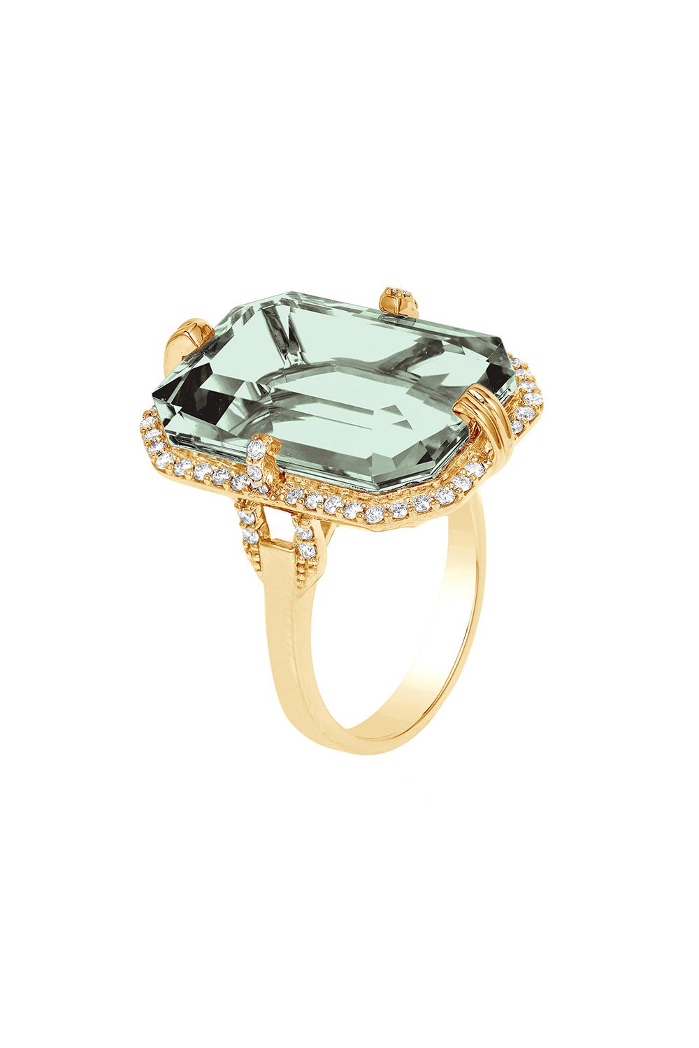 GOSHWARA-Goshwara Prasiolite Diamond Ring-YELLOW GOLD