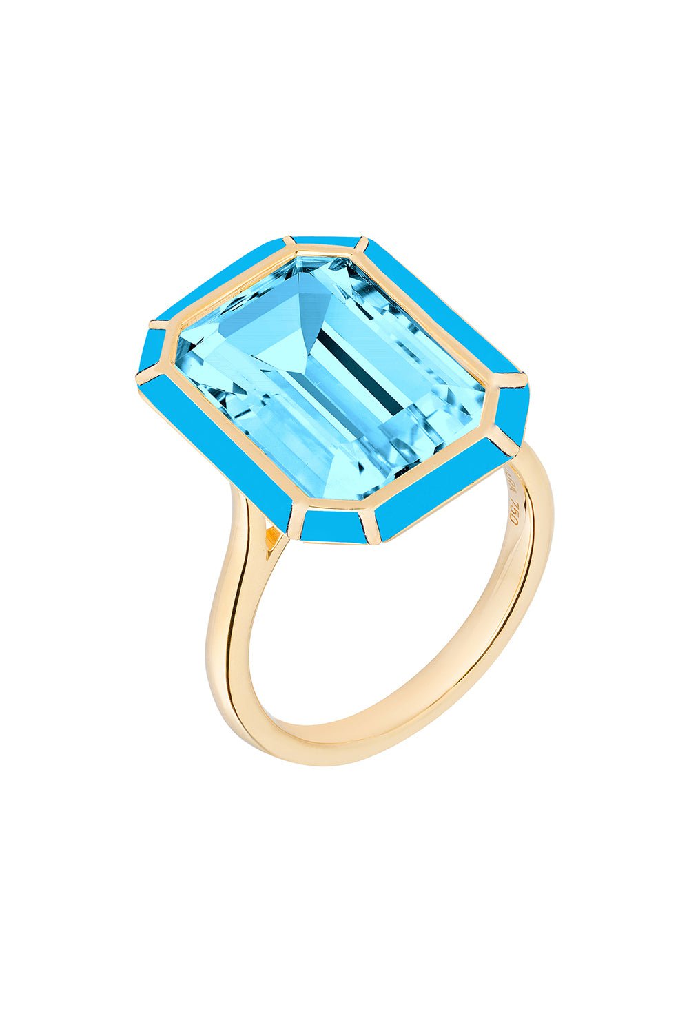 GOSHWARA-Melange Blue Topaz Turquoise Ring-YELLOW GOLD