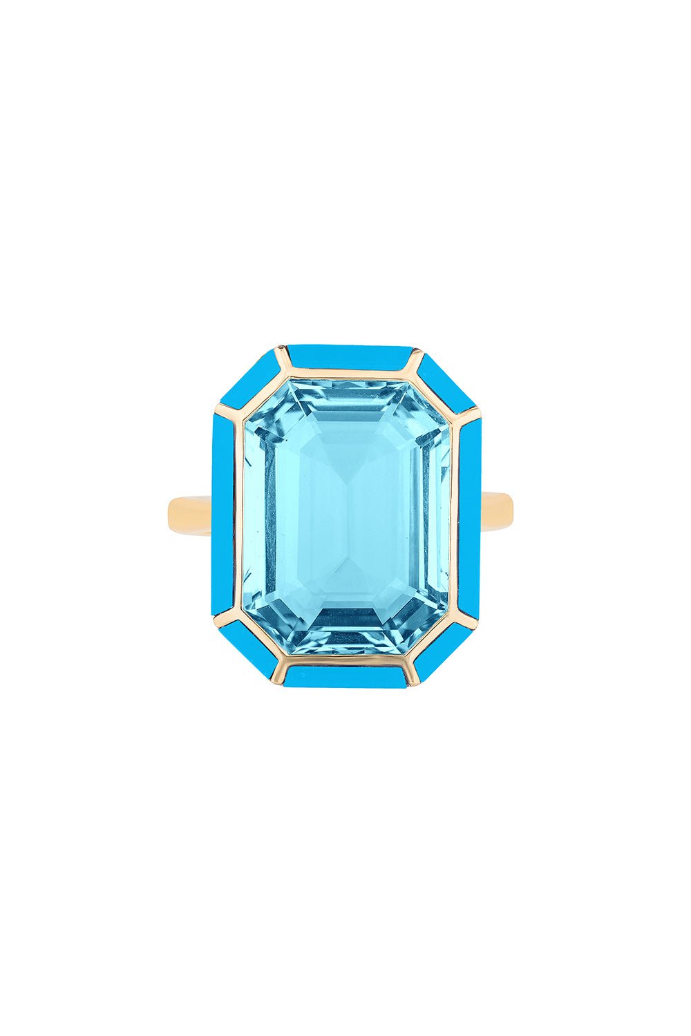 GOSHWARA-Melange Blue Topaz Turquoise Ring-YELLOW GOLD
