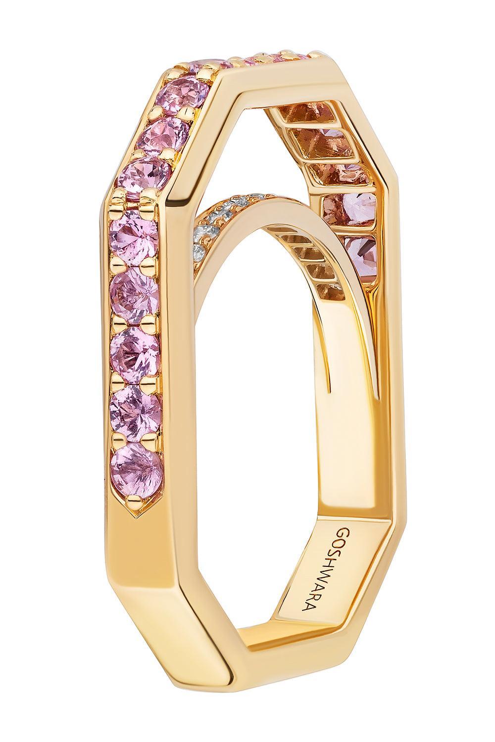 Pink Sapphire G-Classic Square Band-YELLOW GOLD-6.25-JEWELRYFINE JEWELRING-GOSHWARA