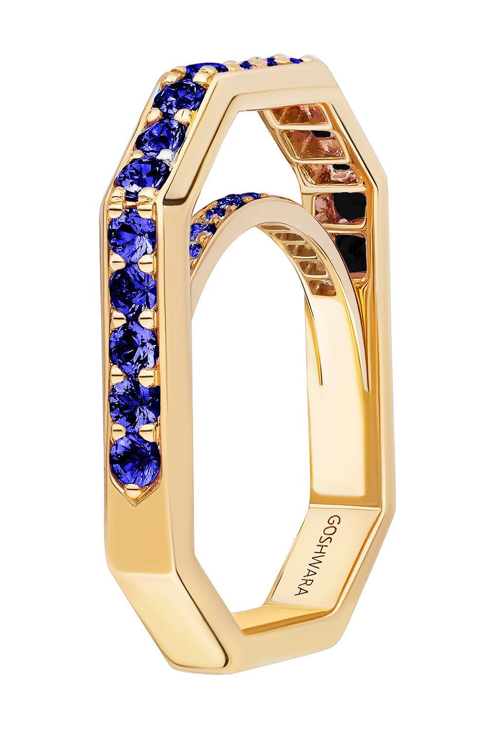 Blue Sapphire G-Classic Square Band-YELLOW GOLD-6.5-JEWELRYFINE JEWELRING-GOSHWARA