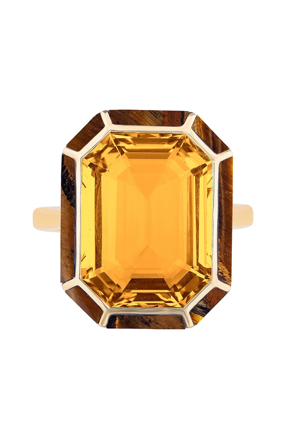 GOSHWARA-Citrine Tigers Eye Ring-YELLOW GOLD