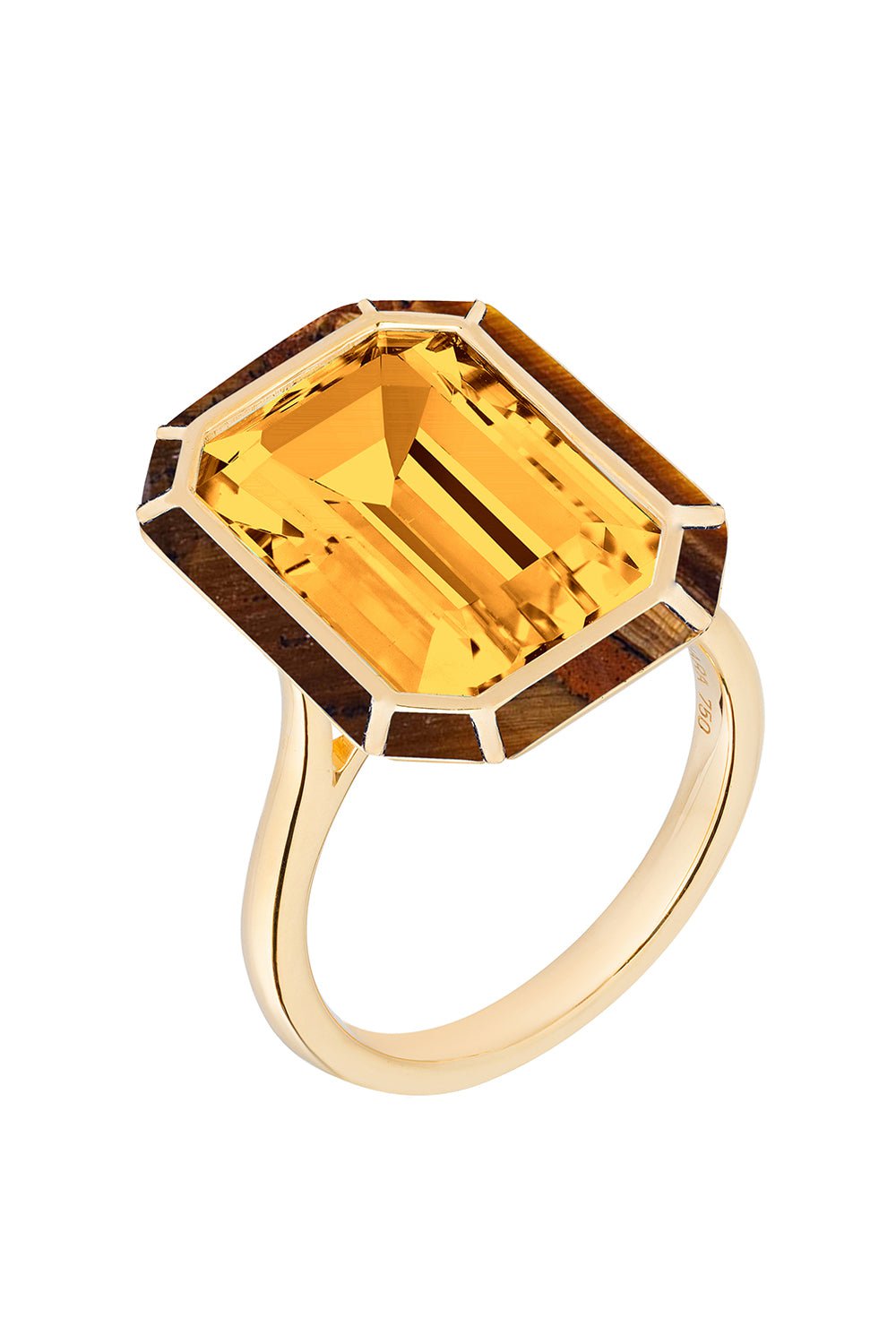 GOSHWARA-Citrine Tigers Eye Ring-YELLOW GOLD