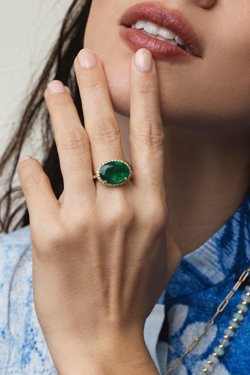 GOSHWARA-G-One Emerald Diamond Ring-YELLOW GOLD