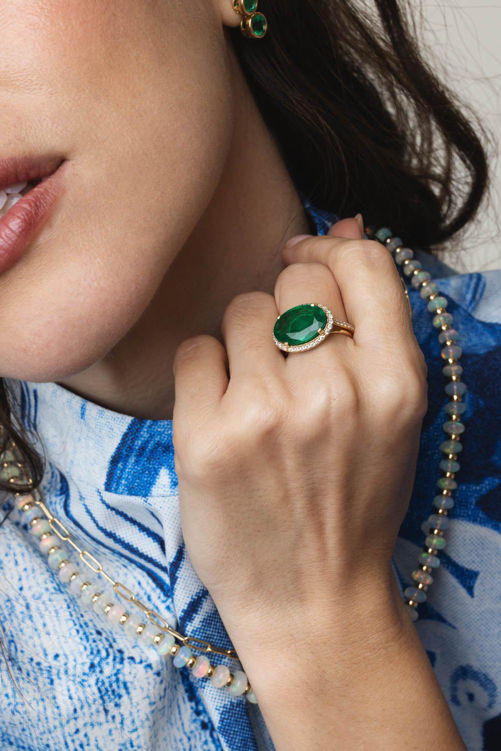 GOSHWARA-G-One Emerald Diamond Ring-YELLOW GOLD