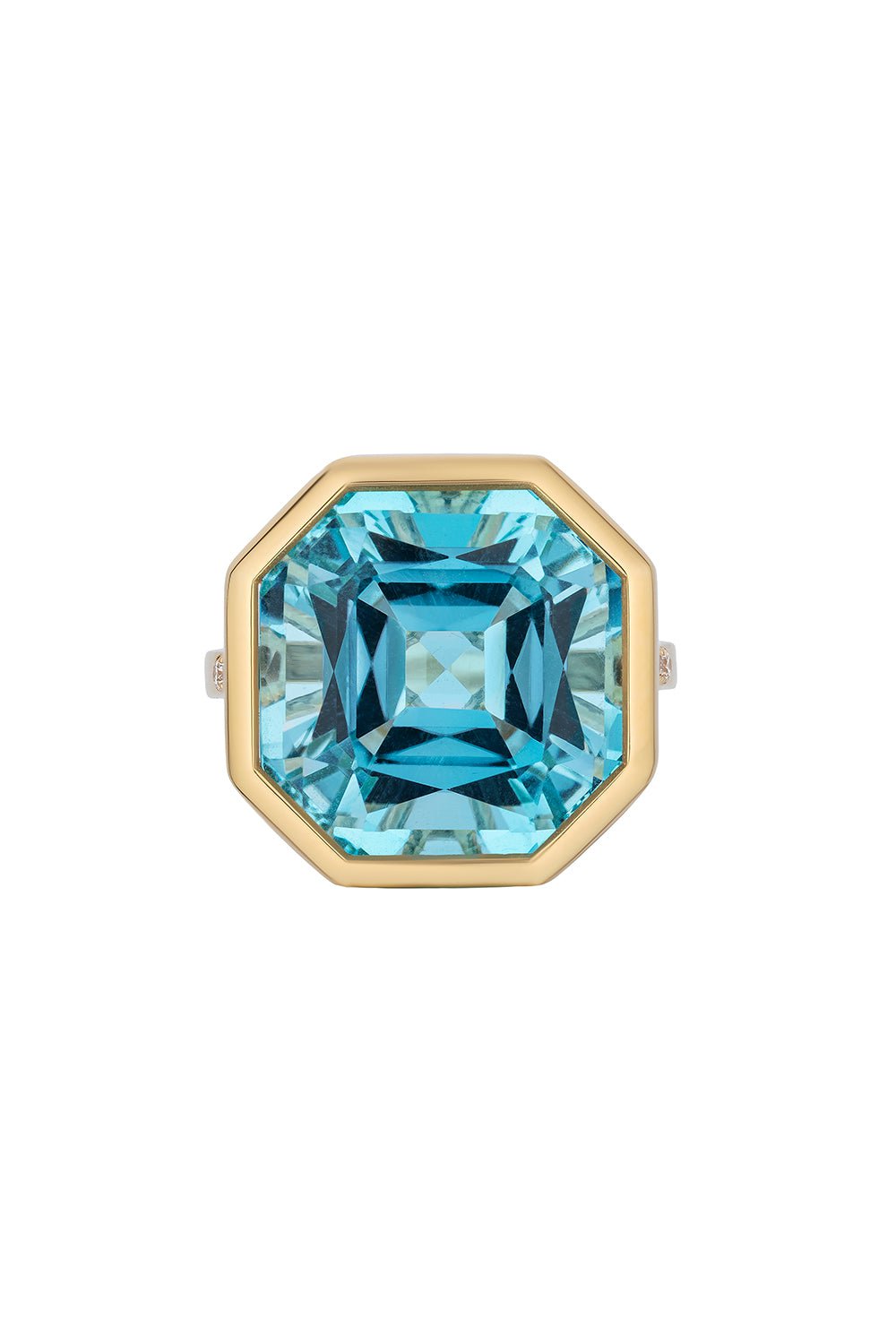 GOSHWARA-Gossip Blue Topaz Diamond Ring-YELLOW GOLD