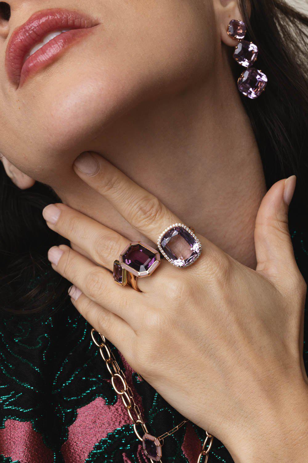 GOSHWARA-Manhattan Amethyst Ring-YELLOW GOLD