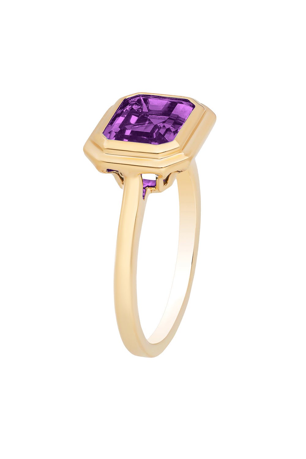 GOSHWARA-Manhattan Amethyst Ring-YELLOW GOLD