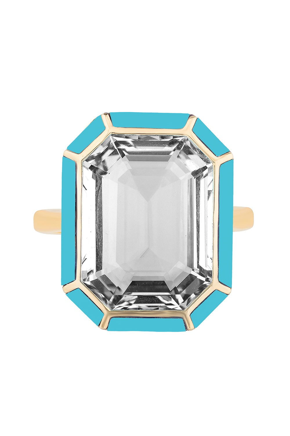 GOSHWARA-Rock Crystal Turquoise Ring-YELLOW GOLD