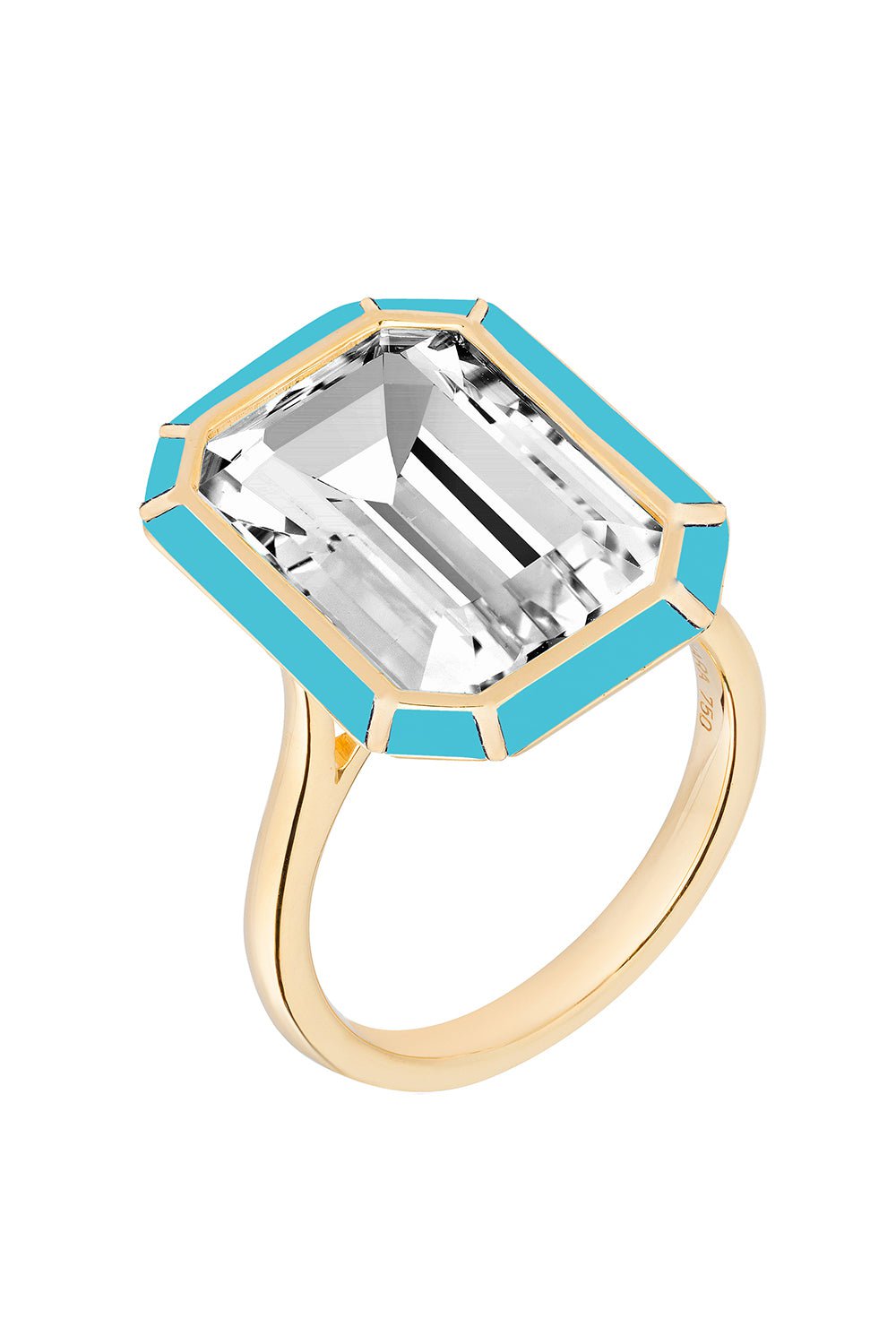 GOSHWARA-Rock Crystal Turquoise Ring-YELLOW GOLD