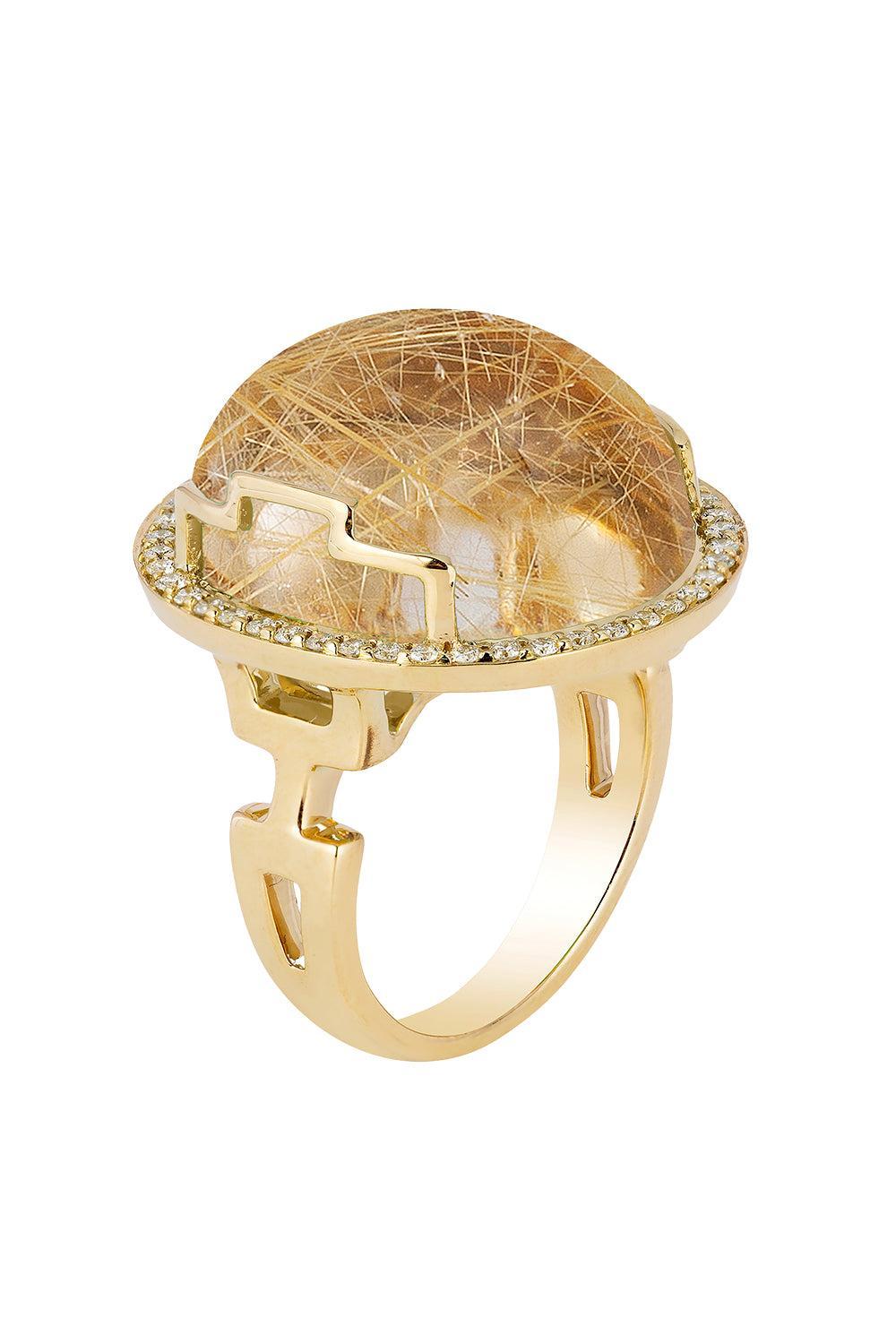 Rutilated Quartz Oval Rock N Roll Ring-YELLOW GOLD-6.5-JEWELRYFINE JEWELRING-GOSHWARA