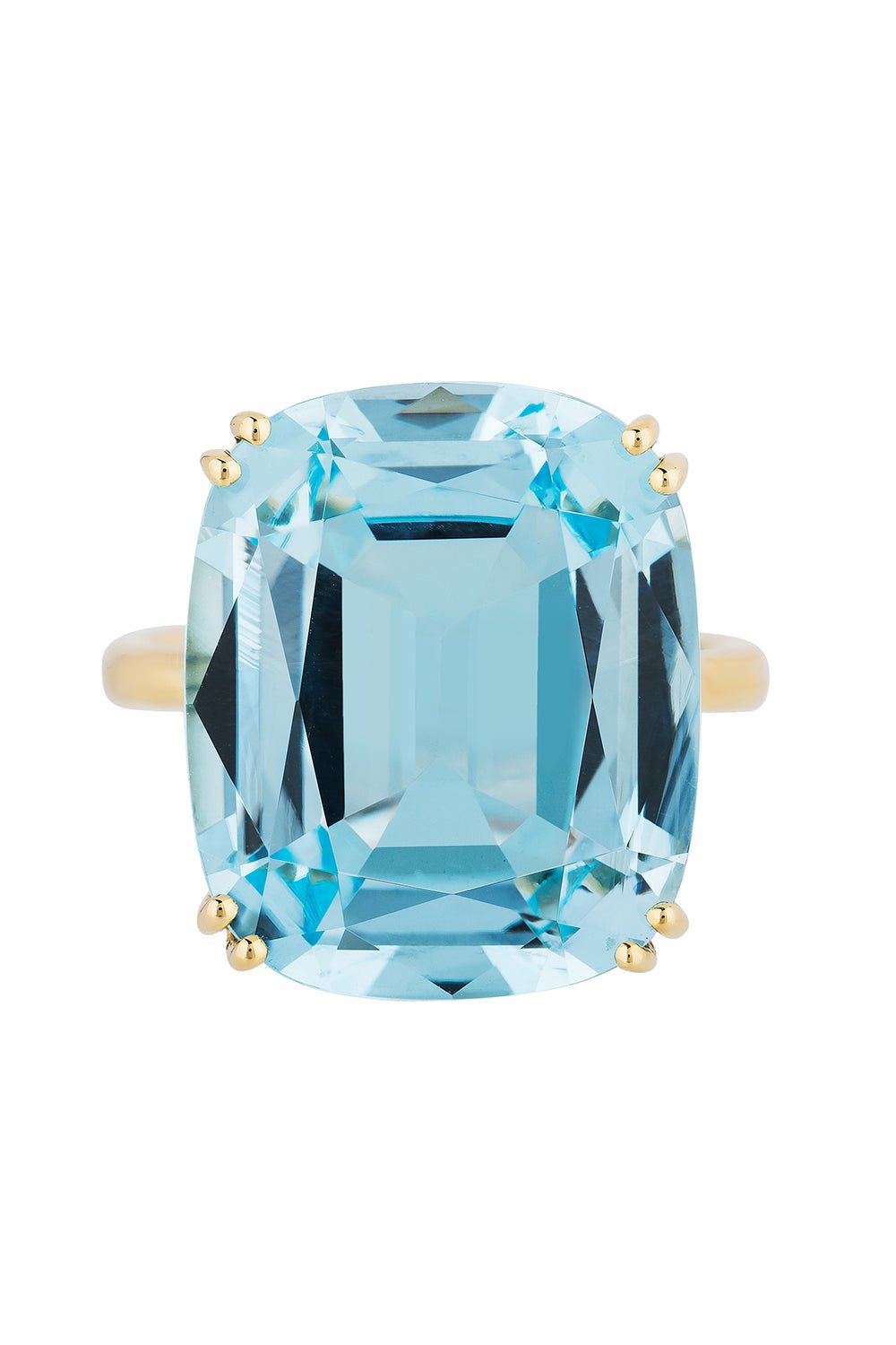 GOSHWARA-Blue Topaz Cushion Ring-YELLOW GOLD