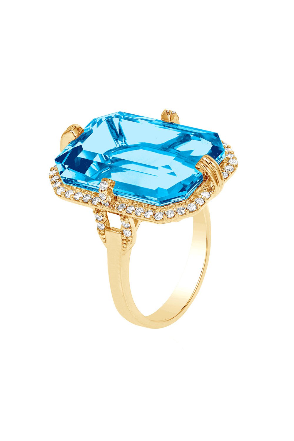 GOSHWARA-Blue Topaz Diamond Ring-