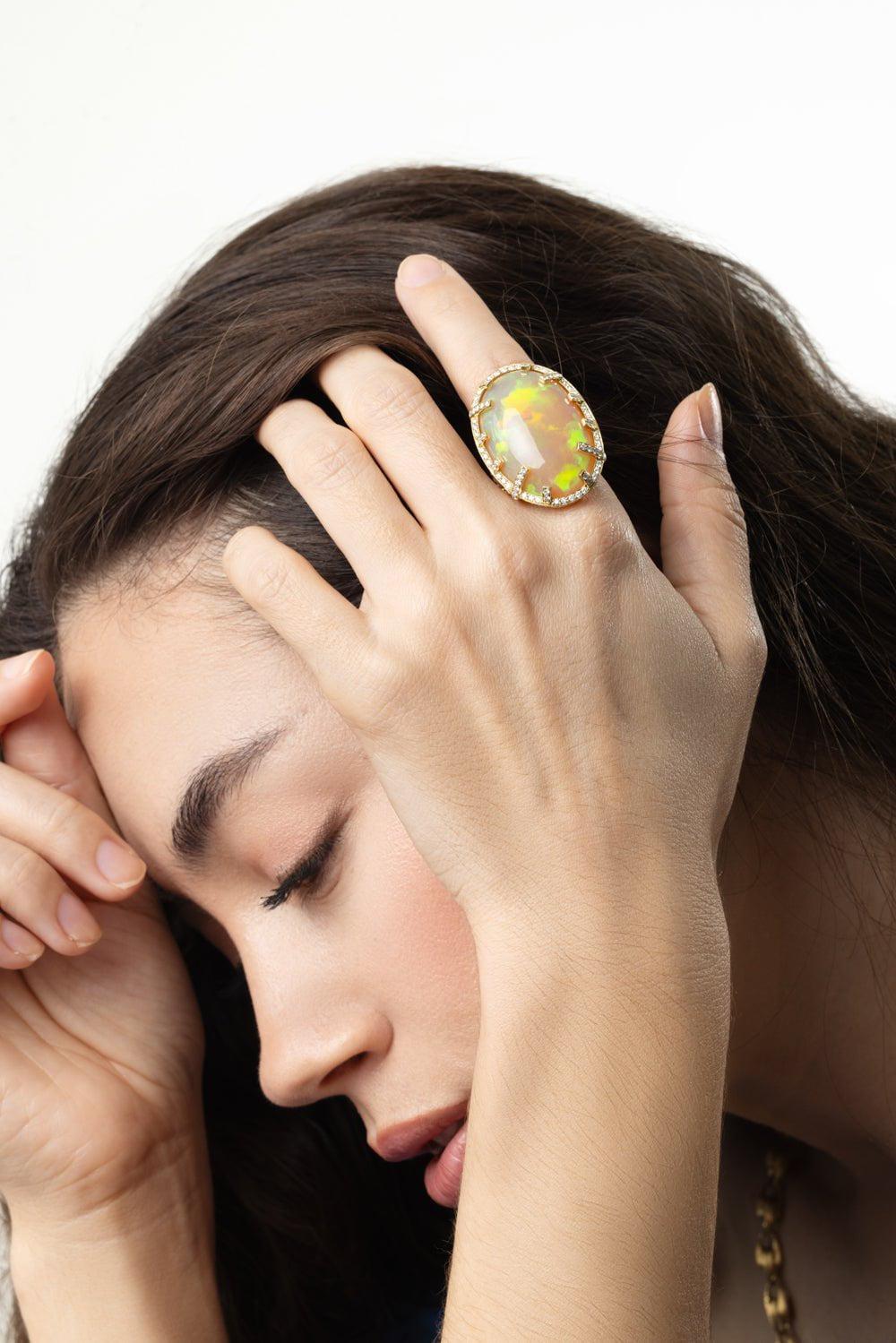 GOSHWARA-G-One Opal Diamond Ring-YELLOW GOLD