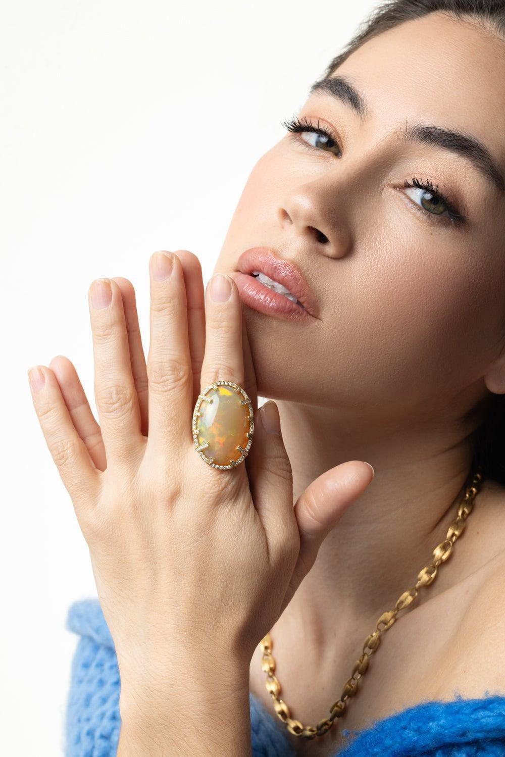 GOSHWARA-G-One Opal Diamond Ring-YELLOW GOLD