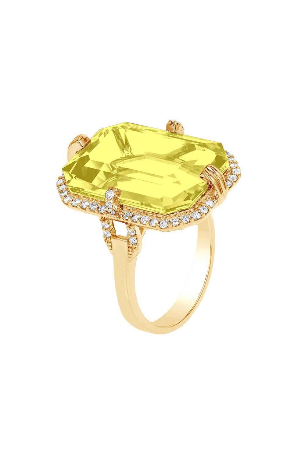 GOSHWARA-Gossip Lemon Quartz Ring-YELLOW GOLD