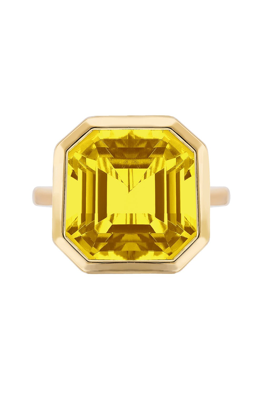 GOSHWARA-Octagon Citrine Diamond Ring-YELLOW GOLD
