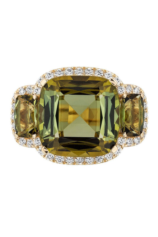 Tourmaline Three Stone G-One Ring-YELLOW GOLD-6.75-JEWELRYFINE JEWELRING-GOSHWARA