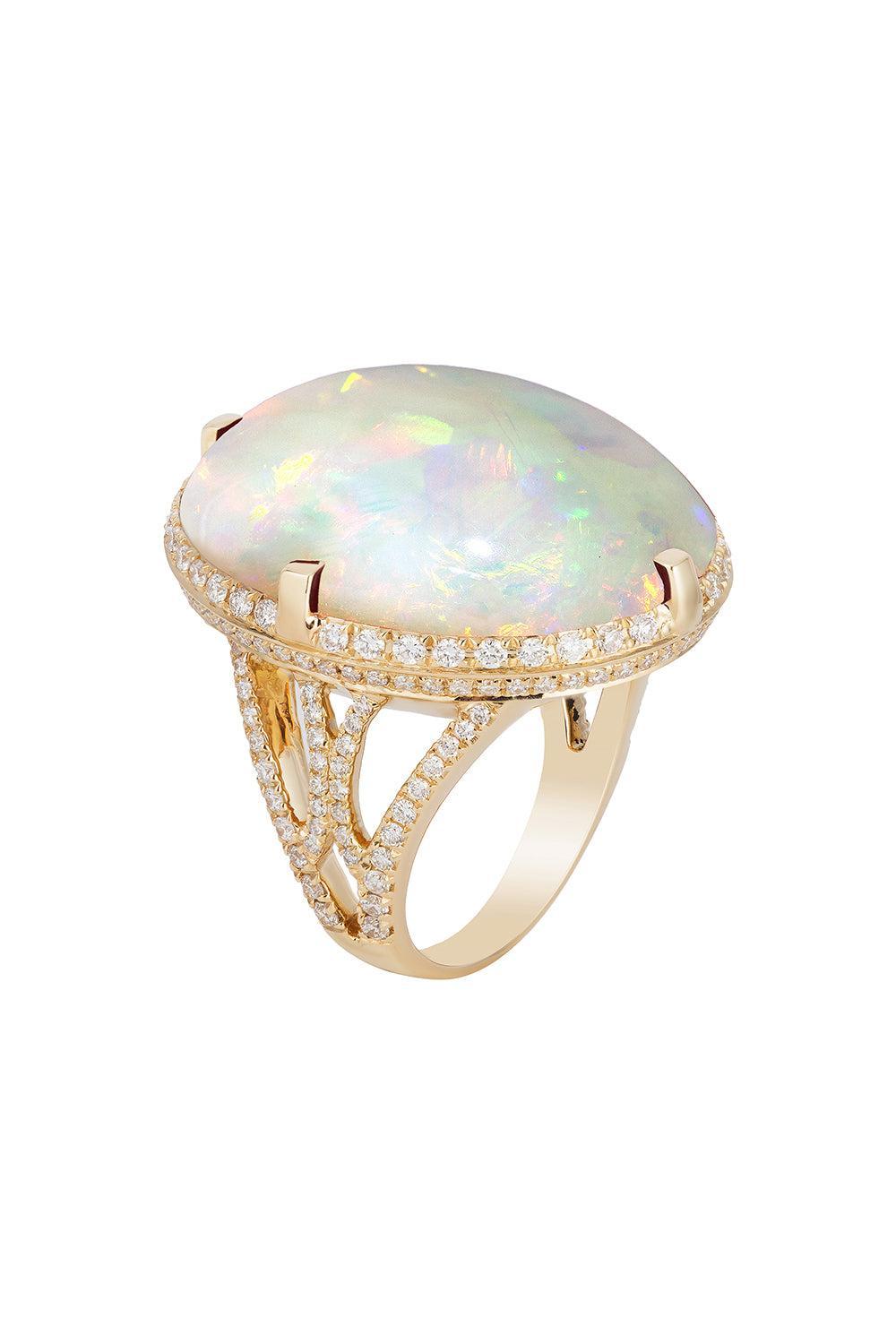 Opal Diamond G-One Ring-YELLOW GOLD-7-JEWELRYFINE JEWELRING-GOSHWARA