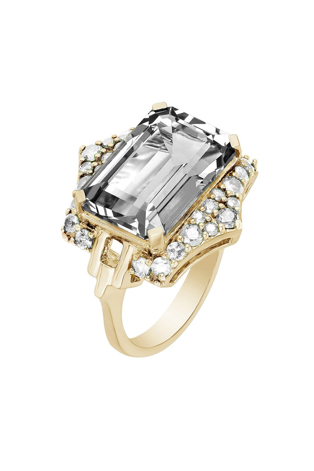 GOSHWARA-Rainforest Rock Crystal Diamond Ring-YELLOW GOLD
