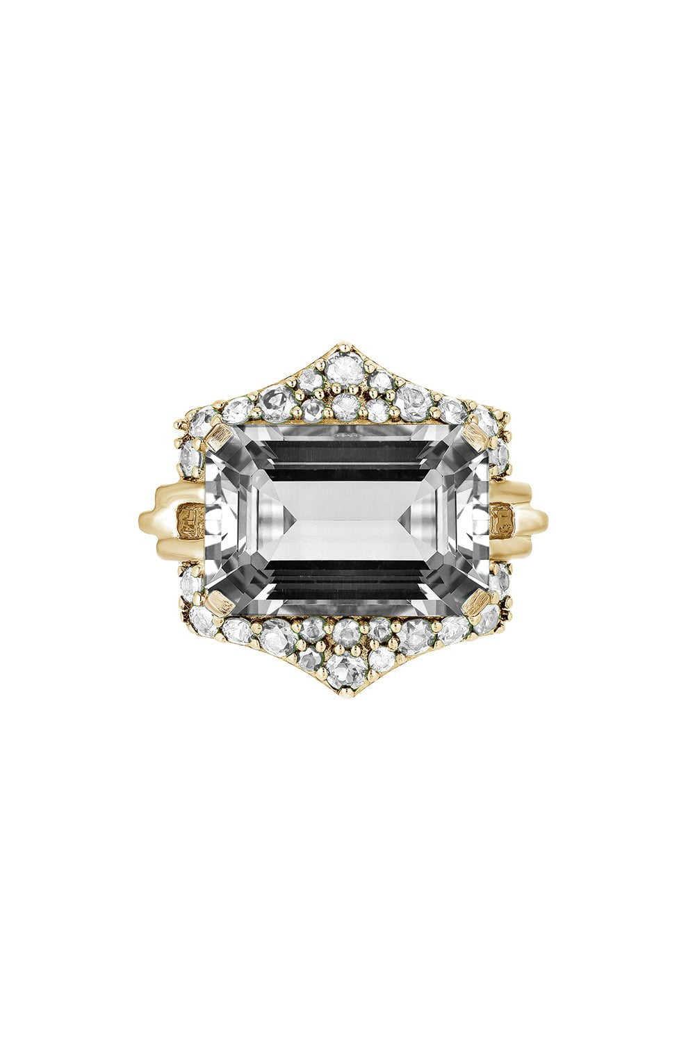 GOSHWARA-Rainforest Rock Crystal Diamond Ring-YELLOW GOLD