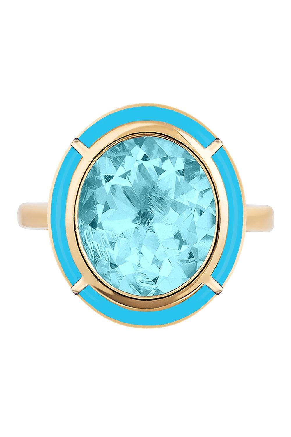  Turqouise Blue Topaz Oval Melange Ring-YELLOW GOLD-7-JEWELRYFINE JEWELRING-GOSHWARA 