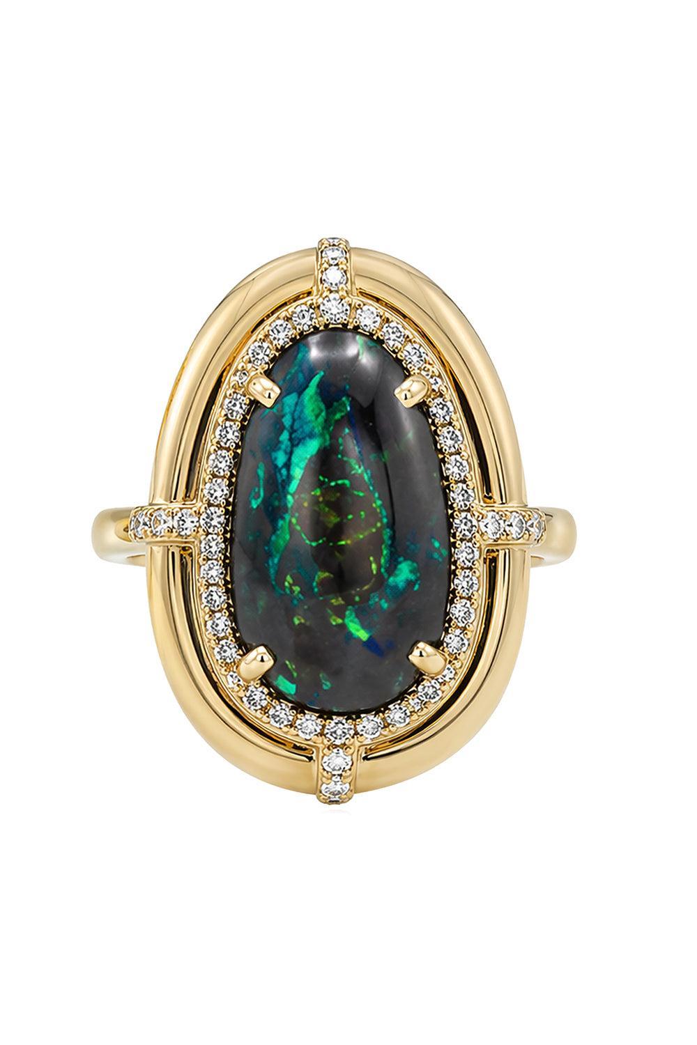 Brown Opal Diamond Medallion Ring-YELLOW GOLD-7.25-JEWELRYFINE JEWELRING-GOSHWARA