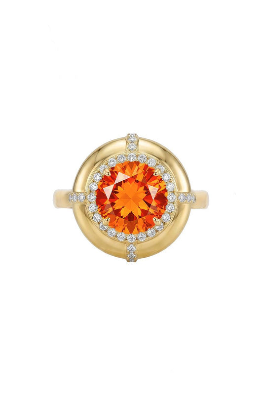 Fire Opal Medallion Ring-YELLOW GOLD-7.25-JEWELRYFINE JEWELRING-GOSHWARA